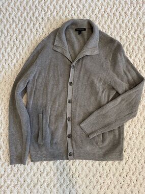 Banana Republic Men's Gray Shawl-Collar Button Cardigan